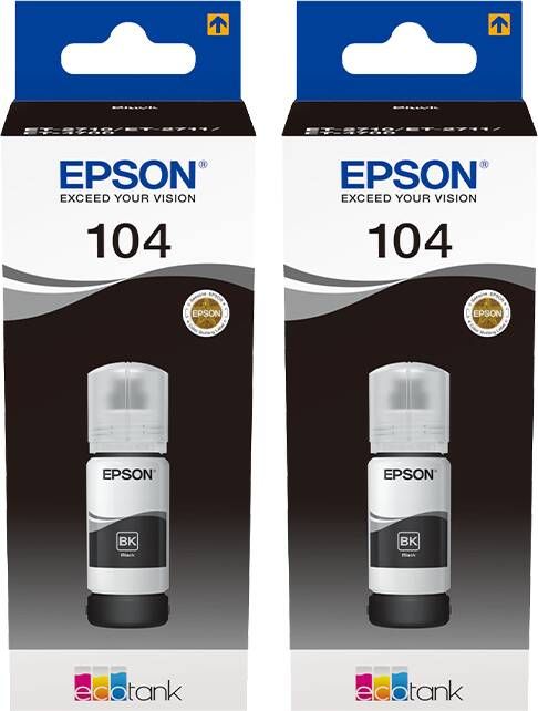 Epson 104 Inktflesjes Zwart Duo Pack