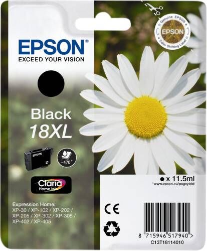 Epson inktcartridge 18XL 470 pagina&apos;s OEM C13T18114012 zwart