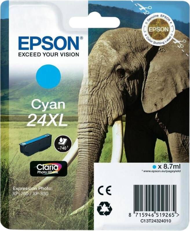 Epson Cartridge T2432 Elephant Cyaan XL