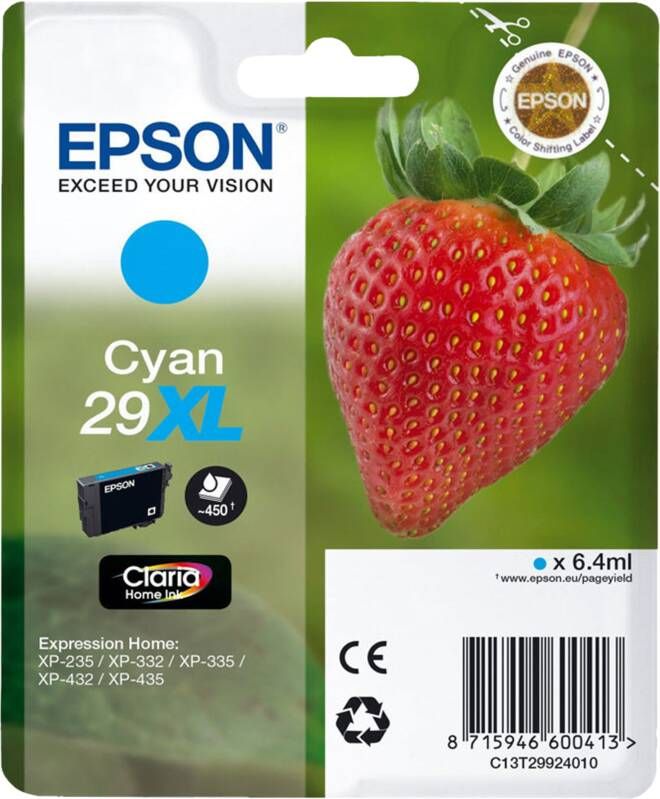 Epson T2992-cartridge Aardbei Cyaan XL