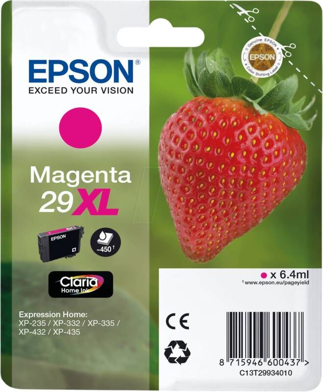 Epson inktcartridge 29XL magenta 450 pagina&apos;s OEM: C13T29934012