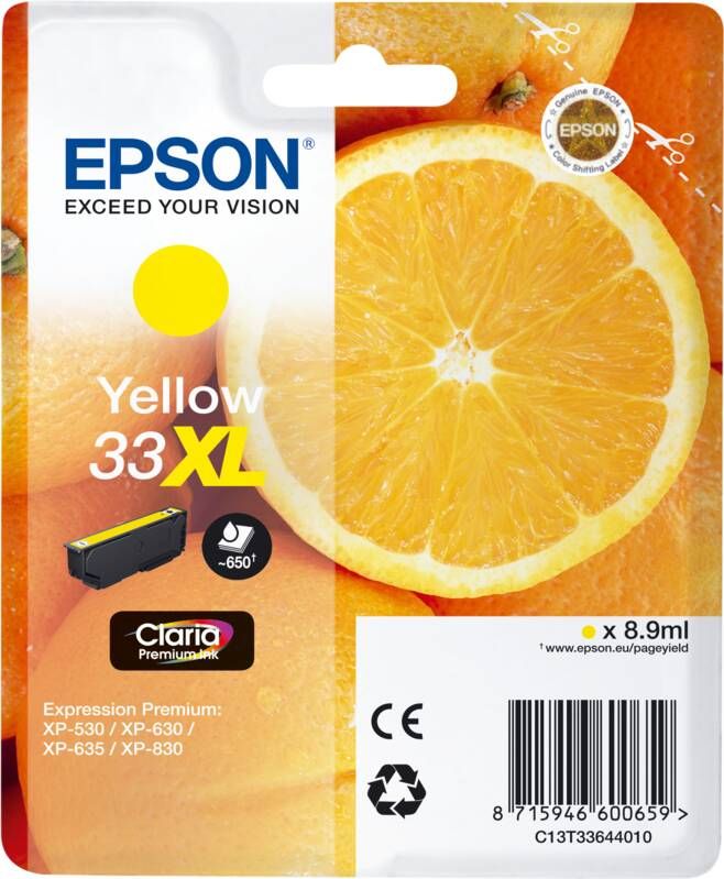 Epson inktcartridge 33XL geel 650 pagina&apos;s OEM: C13T33644012