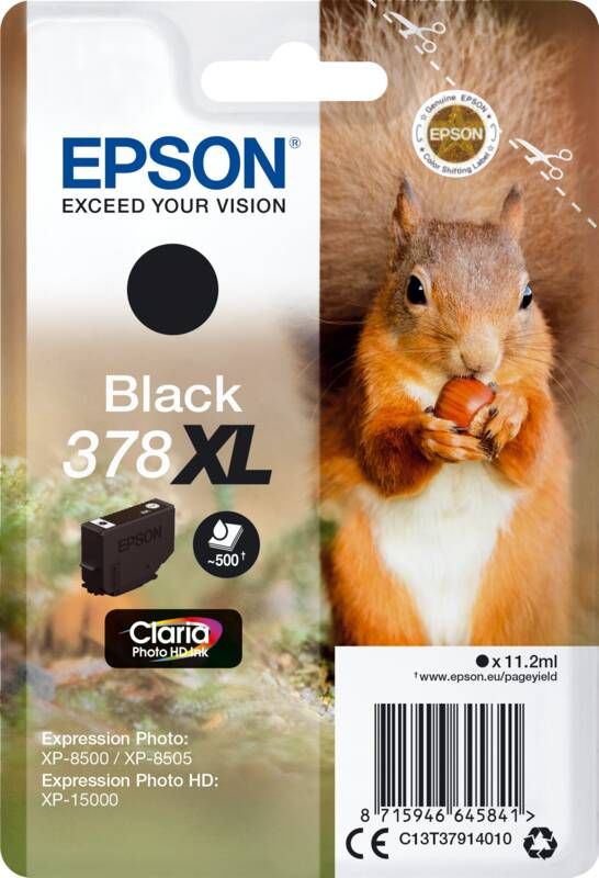 Epson inktcartridge 378 XL 500 pagina&apos;s OEM C13T37914010 zwart 8 stuks