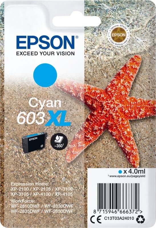 Epson inktcartridge 603 XL 4 ml OEM C13T03A24010 cyaan