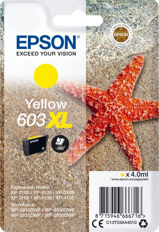 Epson inktcartridge 603 XL 4 ml OEM C13T03A44010 geel 10 stuks