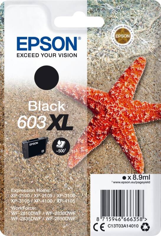 Epson inktcartridge 603 XL 3 4 ml OEM C13T03A14010 zwart 10 stuks