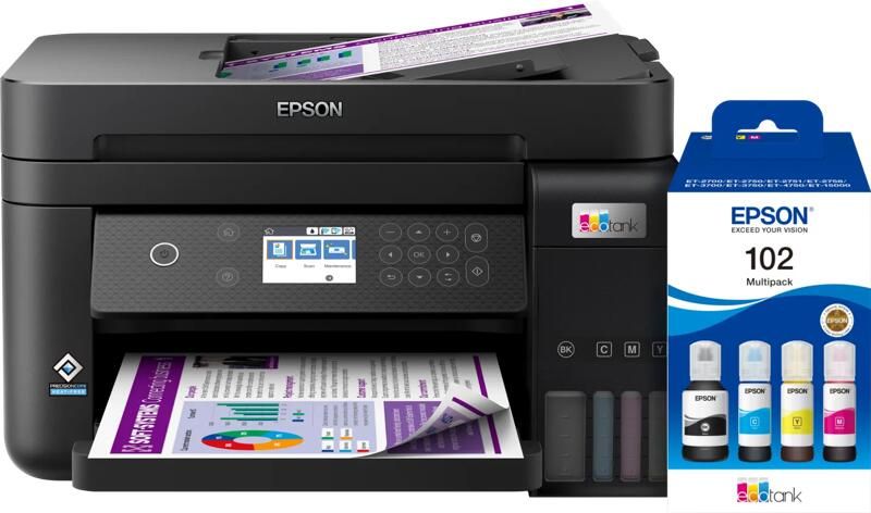 Epson EcoTank ET-3850 + 1 set extra inktflesjes