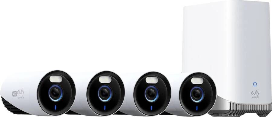 Eufy beveiliging cam E330 4-cam kit bedraad beveiligingscamera buiten beveiligingscamerasysteem wifi NVR 24 7 opname 4K-camera met verbeterde wifi gezichtsherkenning ai