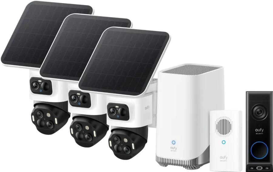 Eufy Cam S4 3-Pack + HomeBase 3 + Video Doorbell E340 + Chime