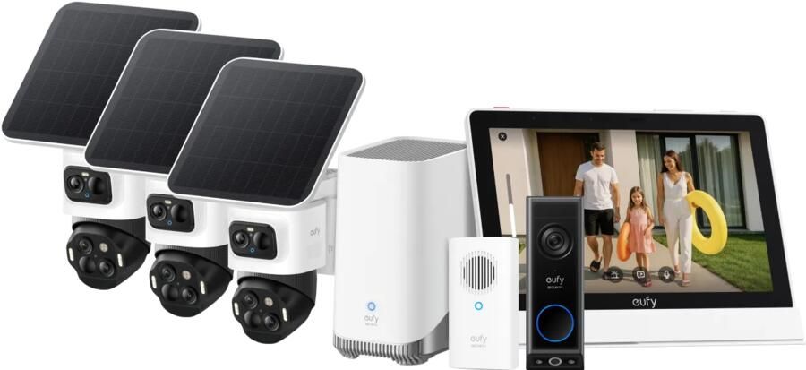 Eufy Cam S4 3-Pack + HomeBase 3 + Video Doorbell E340 + Smart Display E10