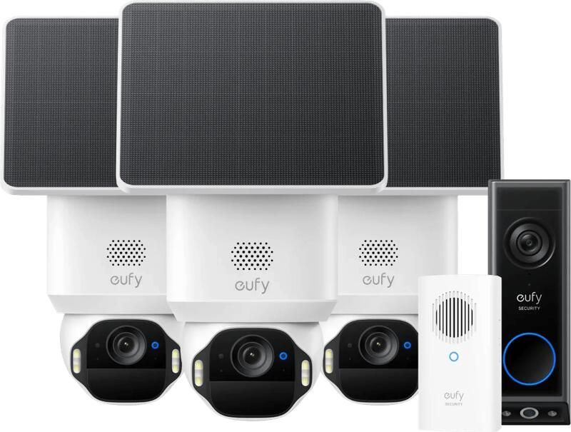 Eufy SoloCam E42 3-Pack + Video Doorbell E340 + Chime