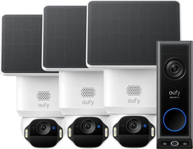 Eufy SoloCam E42 3-Pack + Video Doorbell E340
