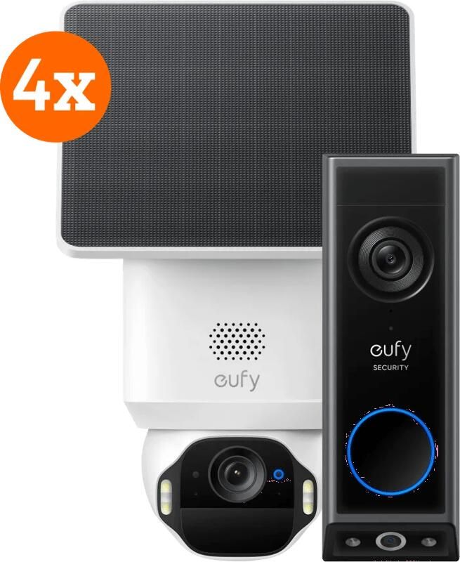 Eufy SoloCam E42 4-Pack + Video Doorbell E340