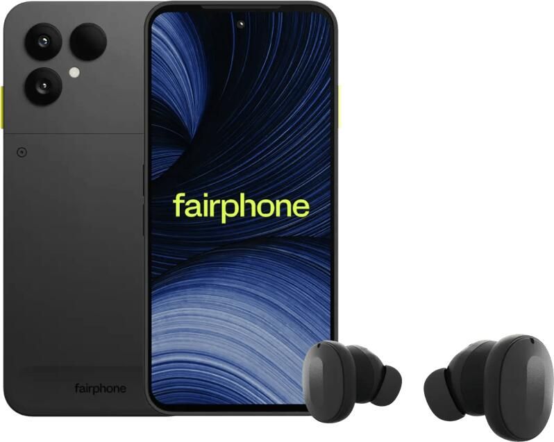 Fairphone 6+ 256GB Zwart 5G + Fairbuds Wireless Zwart