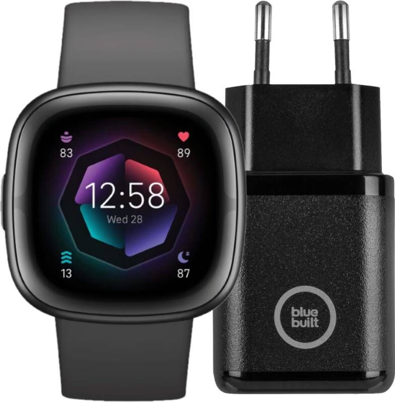 Fitbit Sense 2 Zwart + BlueBuilt Oplader