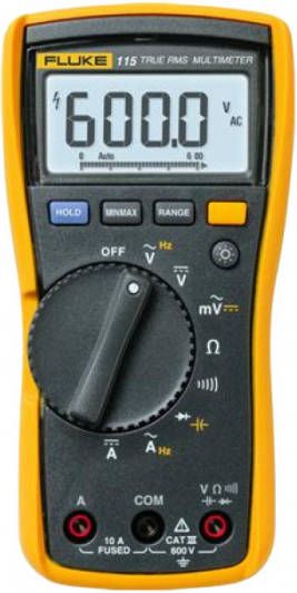 Fluke 115 EUR Digitale True-RMS multimeter AC DC 600V & 10A