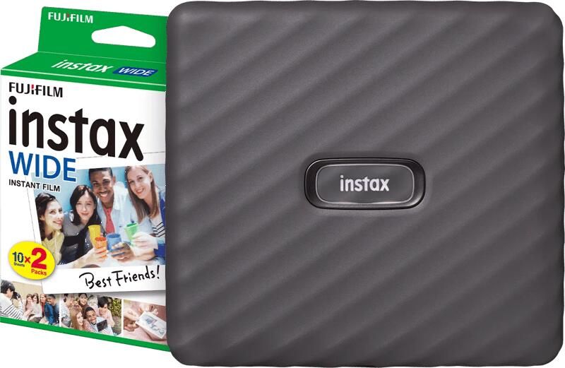 Fujicolor Benelux Fujifilm Instax Link WIDE Grijs + Fujifilm Instax WIDE Film 10 x 2 pak