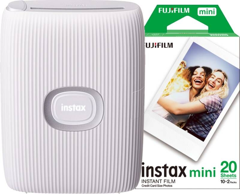 Fujifilm Instax Mini Link 2 Clay White + Instax Mini Film (20 stuks)