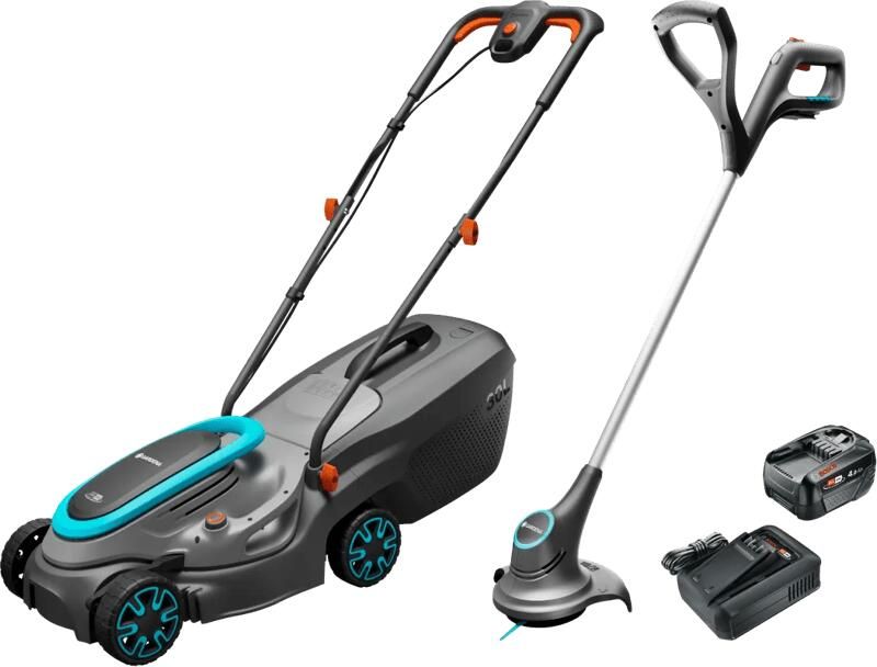 Gardena PowerMax 32 18V P4A Solo + SmallCut 23 18V P4A Solo + Bosch Starterset 18V 4 0 Ah
