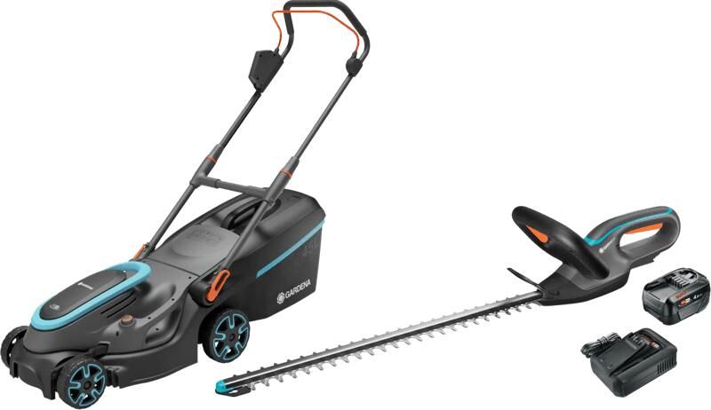 Gardena PowerMax 37 36V P4A Solo + EasyCut 55 18V + Bosch Starterset 18V 4 0 Ah 2x