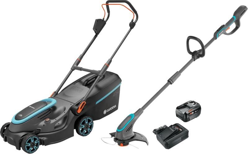 Gardena PowerMax 37 36V P4A Solo + PowerTrim 30 18V P4A Solo + Starterset 18V 4 0 Ah (2x)
