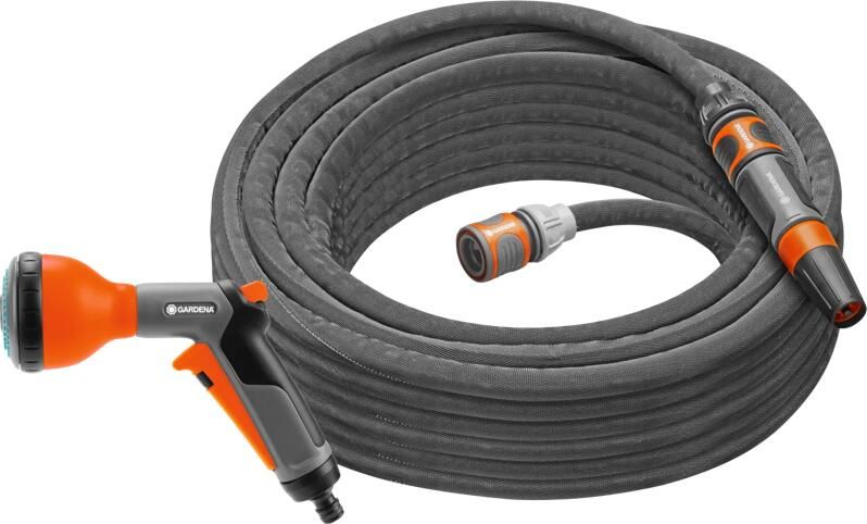 Gardena Textielslang Liano Life 15m Set + Classic Multifunctionele Broes
