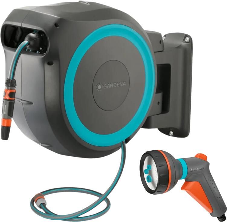 Gardena Wandslangenbox 35 RollUp XL Blauw + Classic Multifunctionele Broes