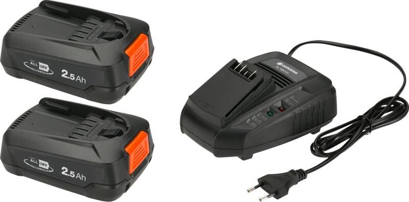 GARDENA Startset Gereedschapsaccu en lader P4A QC + 2x 2.5Ah