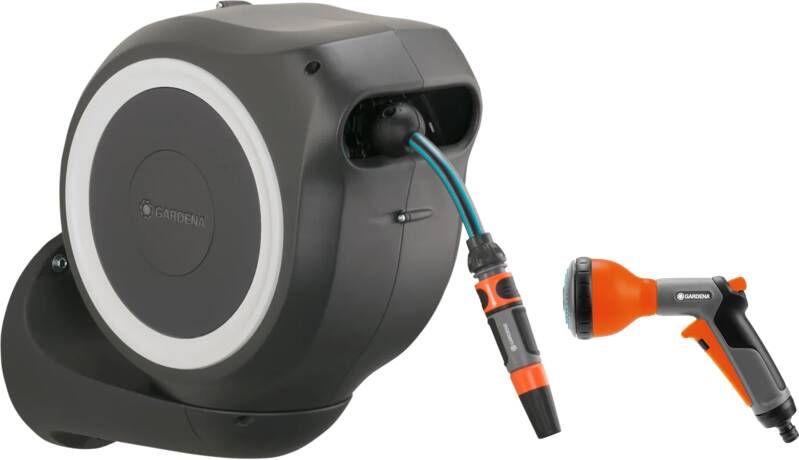 Gardena Wandslangenbox 15 RollUp XL Wit + Classic Multifunctionele Broes