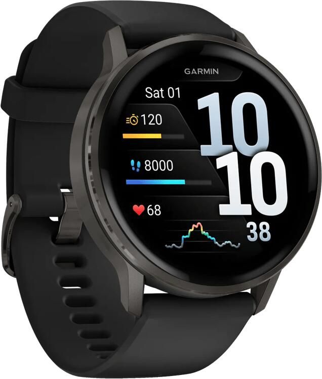 Garmin Venu 4 45 mm met zwarte siliconen band