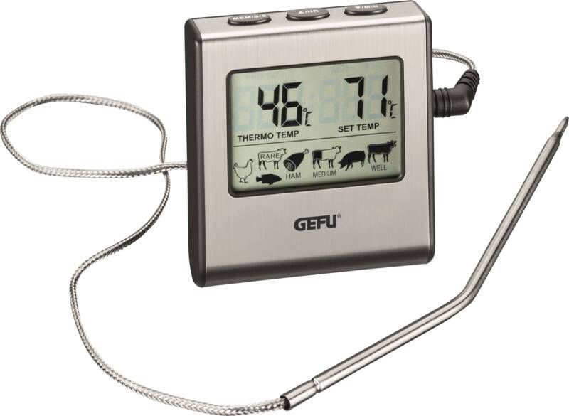 GEFU Thermometer Digitaal RVS Zilver Incl. timer + alarm