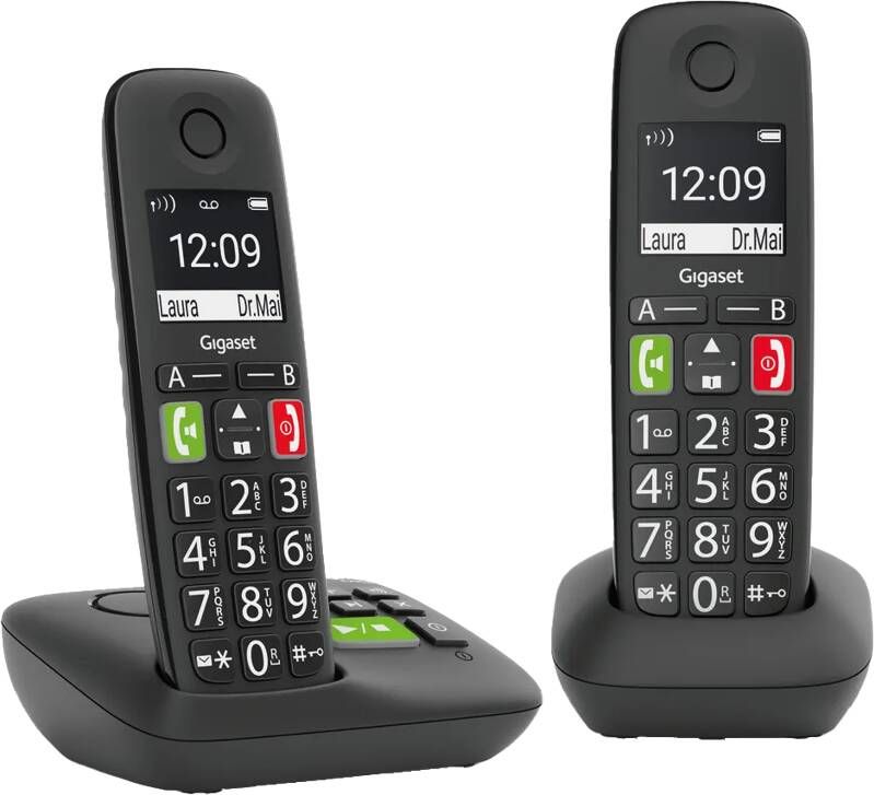 Gigaset E290AR DUO telefoon zwart handsfree babyfoon