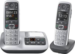 Gigaset E560A duo draadloze senioren huis telefoon met antwoordapparaat zilver