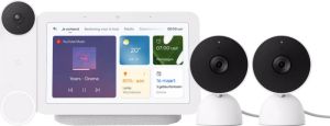 Google Nest Cam Indoor Wired 2-pack + Nest Deurbel + Nest Hub 2