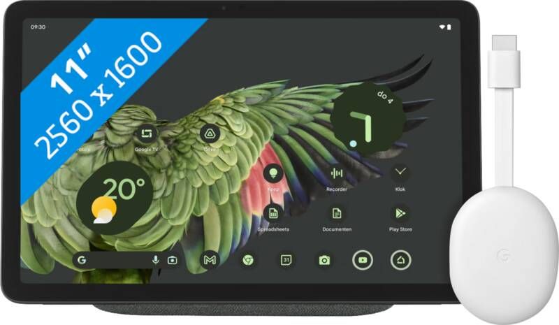 Google Pixel Tablet 128GB Wifi Grijs + Chromecast HD met TV