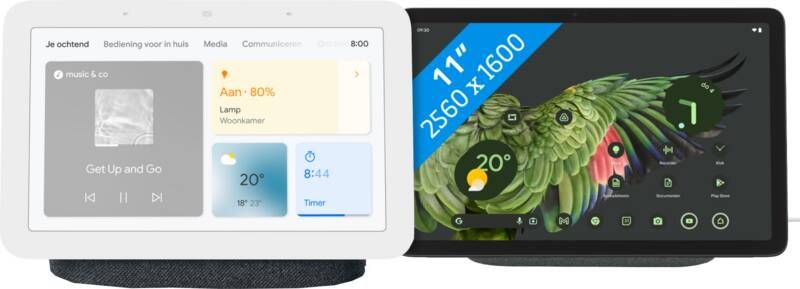 Google Pixel Tablet 128GB Wifi Grijs en Dock met Speaker + Nest Hub 2 Charcoal