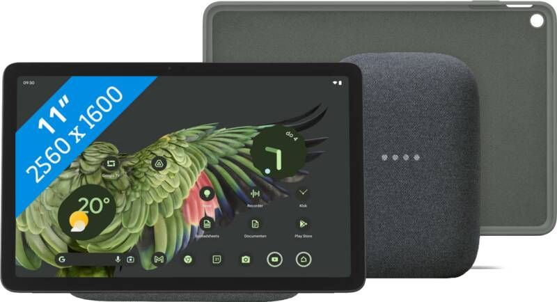 Google Pixel Tablet 128GB Wifi Grijs + Pixel Tablet Back Cover Grijs + Nest Audio Charcoal