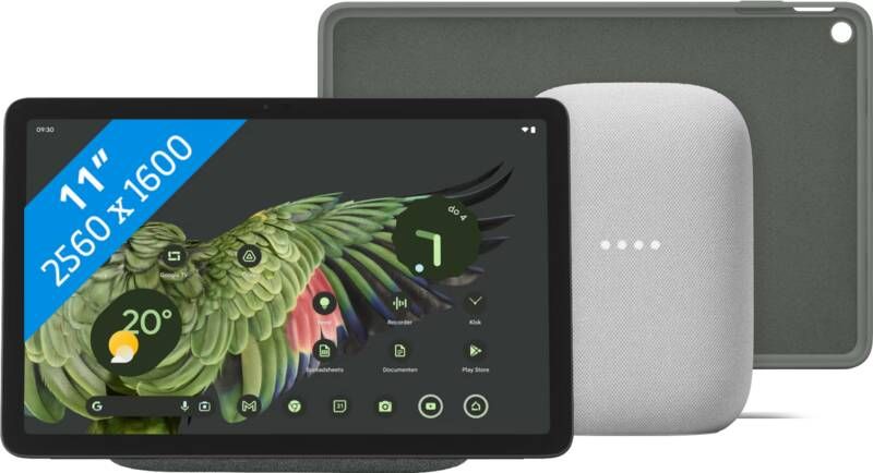 Google Pixel Tablet 256GB Wifi Grijs + Pixel Tablet Back Cover Grijs + Nest Audio Chalk