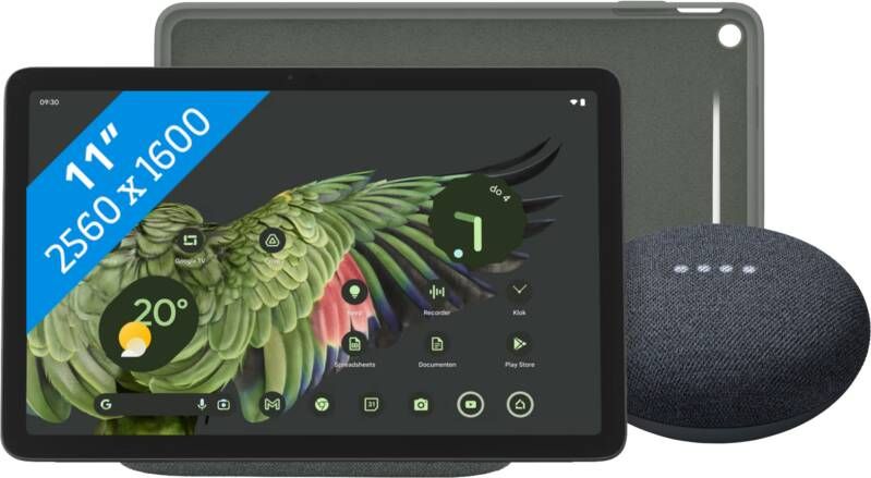 Google Pixel Tablet 256GB Wifi Grijs + Pixel Tablet Back Cover Grijs + Nest Mini Grijs