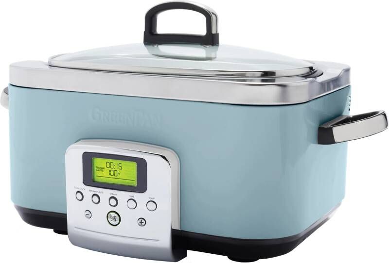 Greenpan Slowcooker 6.0 liter Blue Haze keramische anti-baklaag
