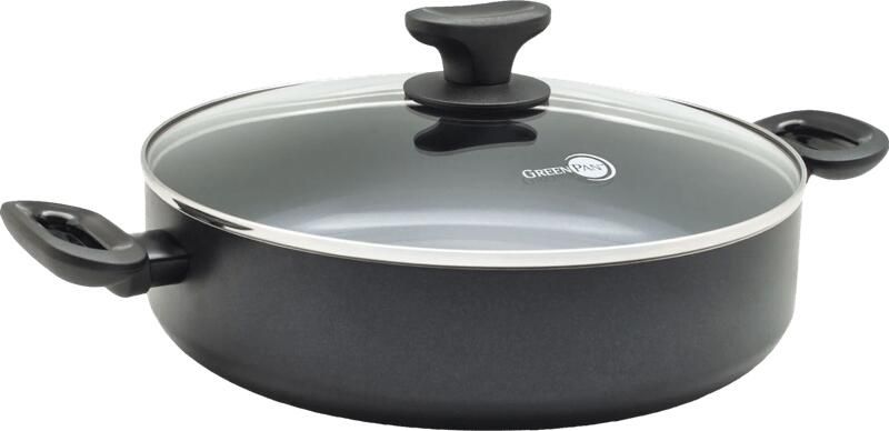 Greenpan Hapjespan met deksel Torino Zwart ø 28 cm 4.6 liter keramische anti-aanbaklaag