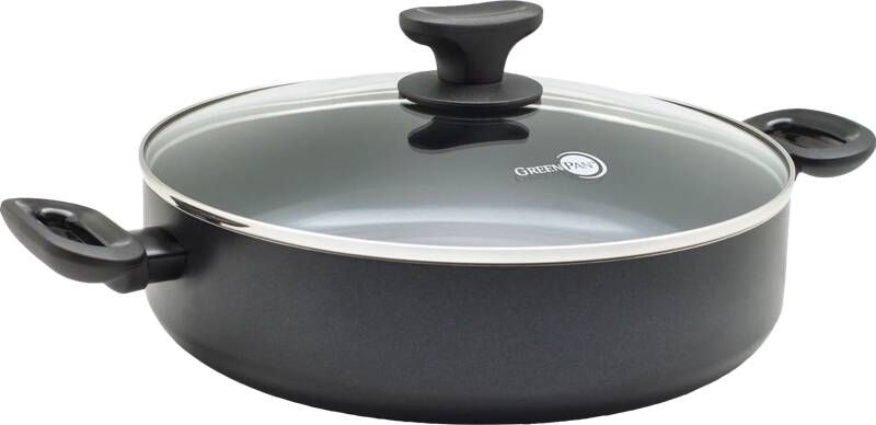 Greenpan Hapjespan met deksel Torino Zwart ø 28 cm 4.6 liter keramische anti-aanbaklaag