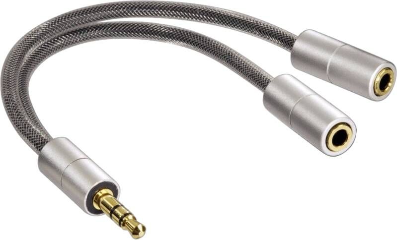 Hama Aluline adapter 3.5mm PL 2x3.5mm Sock Audio tafelstandaard Zilver