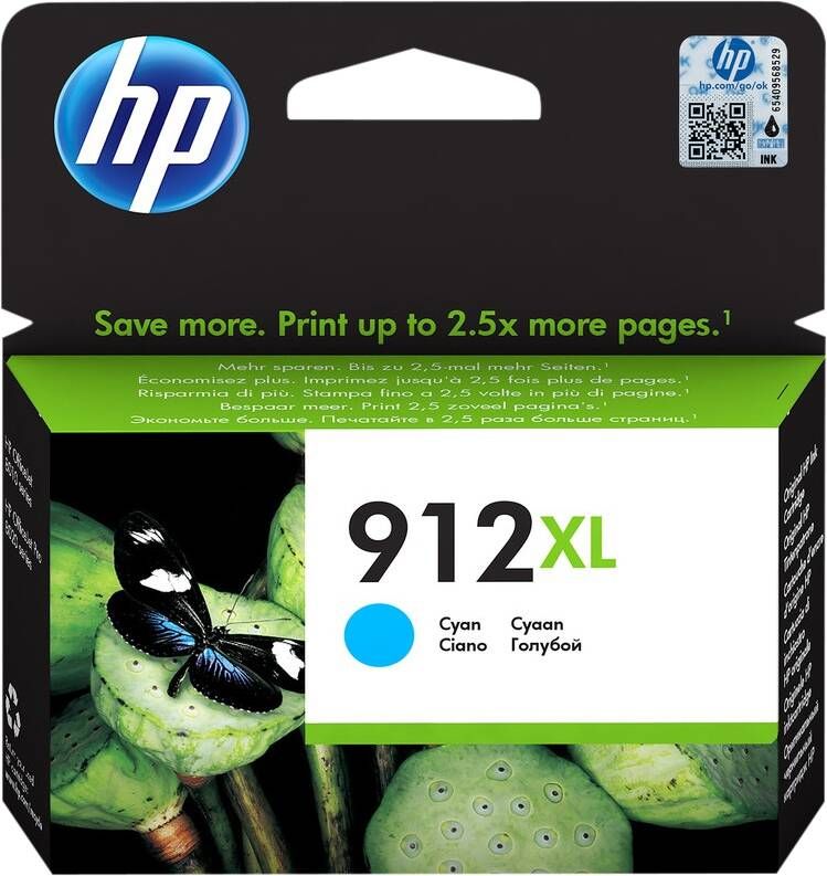 HP 912XL inktcartridge cyaan inkjet hoog rendement 825 pagina&apos;s