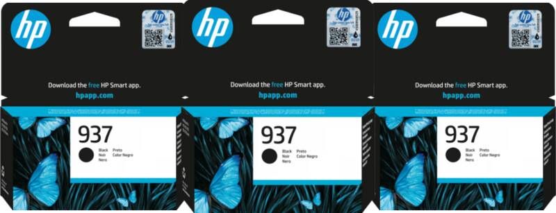 HP 937 Cartridge Zwart Triple Pack