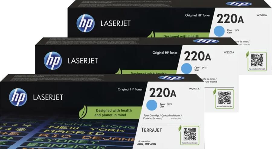 HP 220A LaserJet Toner Cyaan (3 stuks)