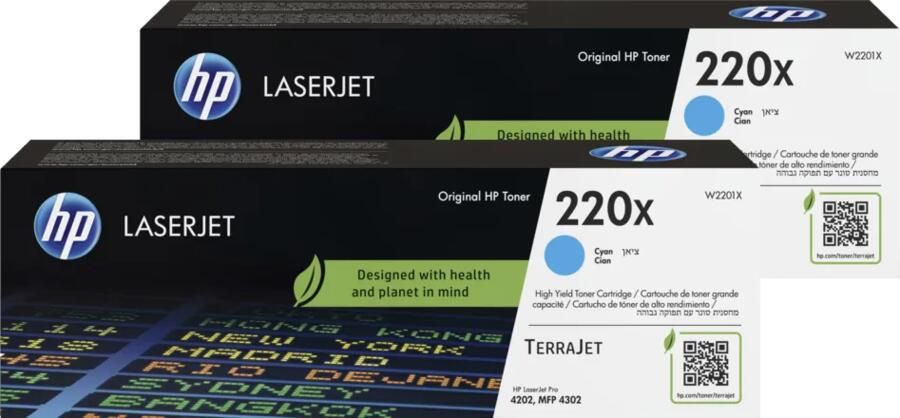HP 220X LaserJet Toner Cyaan (2 stuks)