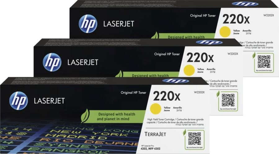 HP 220X LaserJet Toner Geel (3 stuks)