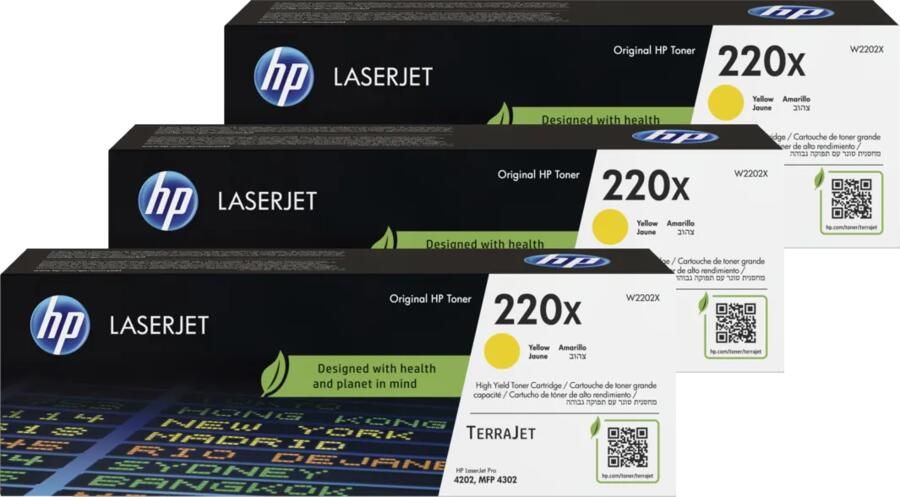 HP 220X LaserJet Toner Geel (3 stuks)