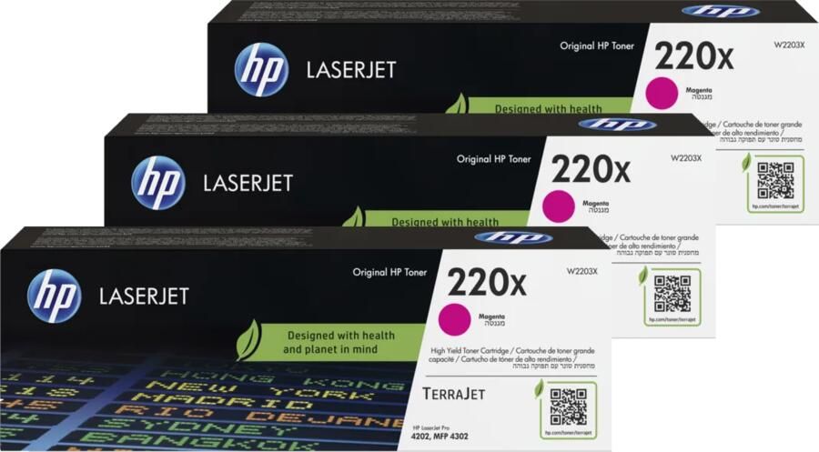 HP 220X LaserJet Toner Magenta (3 stuks)